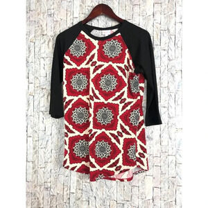 LuLaRoe Floral Red/Black Long Sleeve Top